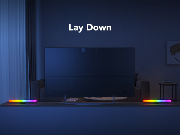 RGBIC smart TV light bars twin pack, two horizontal rainbow bars for TV backlight