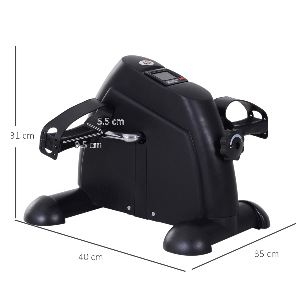 HOMCOM black mini exercise bike with compact pedal base and display