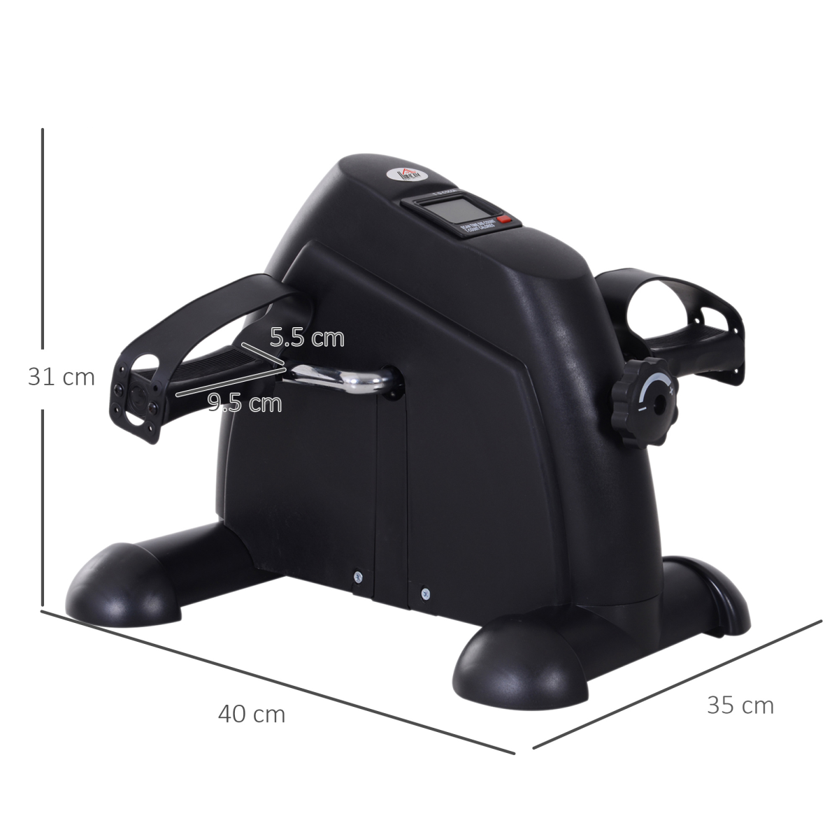 HOMCOM black mini exercise bike with compact pedal base and display