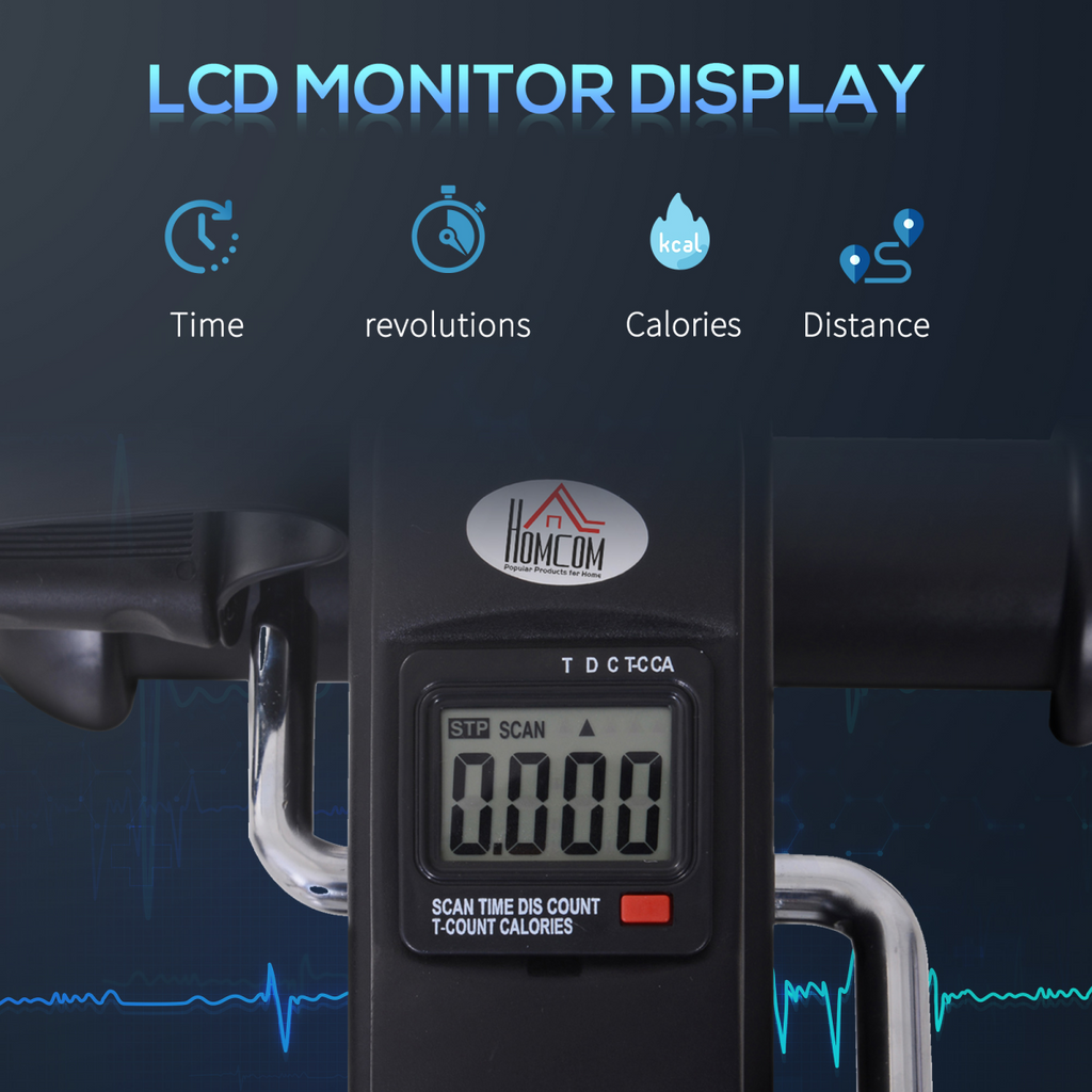 HOMCOM black mini exercise bike LCD display with scan and control buttons
