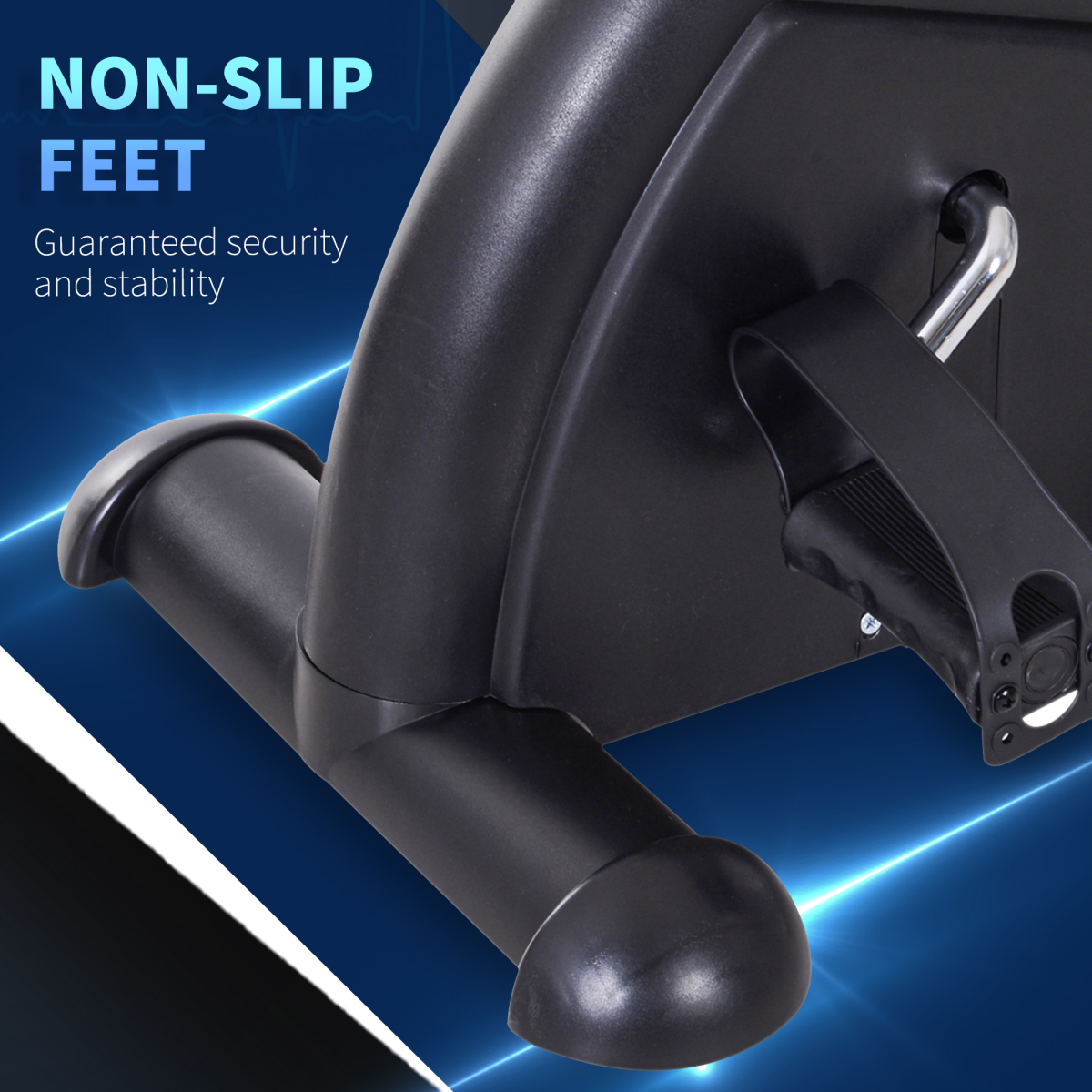 HOMCOM black pedal exerciser with non-slip feet for stability