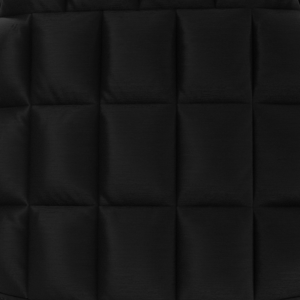 Black padded fabric panels with quilted texture for a weighted vest