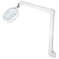 White LED wide lens magnifier with desk clamp and adjustable arm