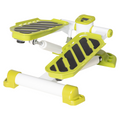 Yellow portable mini stepper with white frame, LCD console, and two black pedal platforms