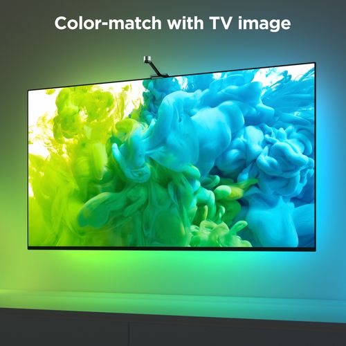 LED TV backlight producing vibrant green and blue ambient lighting
