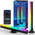 Govee RGBIC TV light bar twin pack, two slim black bars on tabletop stands with color glow.